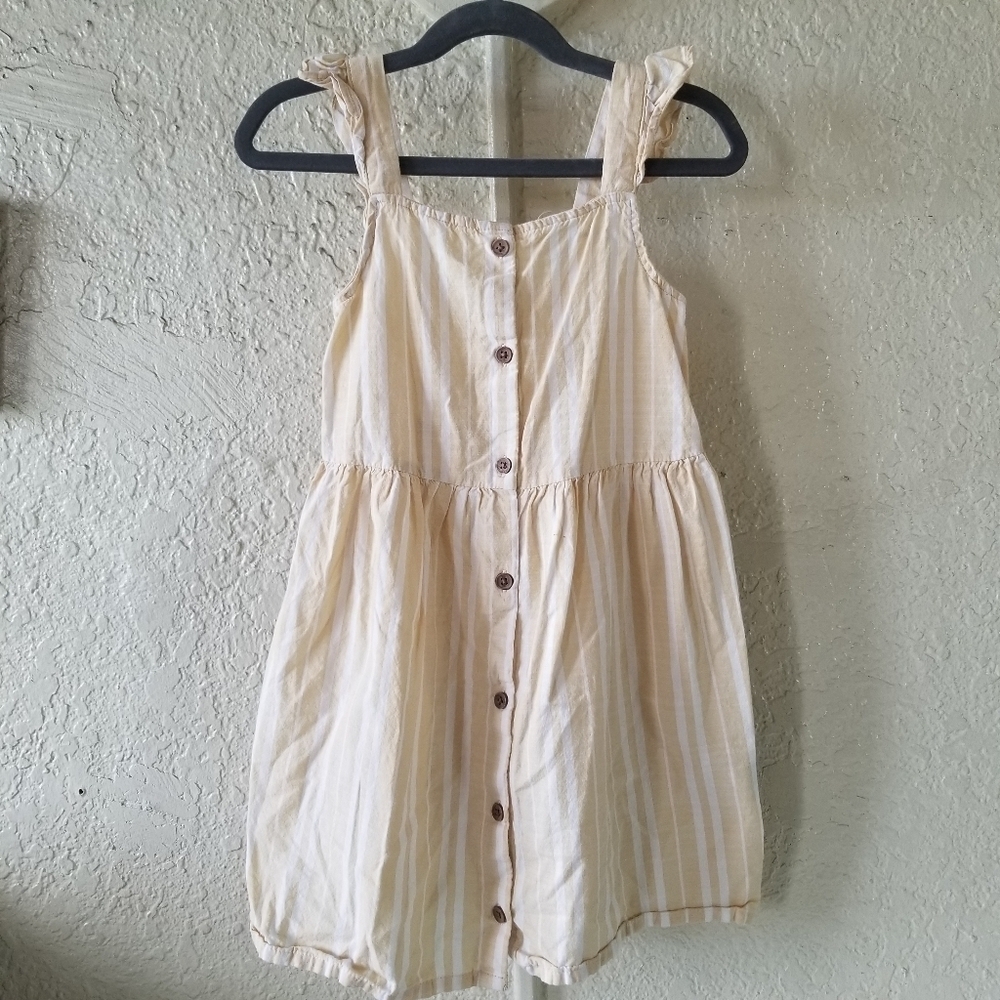 H&M Girls Cream Striped Button-Front Girls Sundress